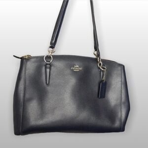 Coach Christie Carryall In Crossgrain Navy Blue Leather Cross Body Bag + Wallet